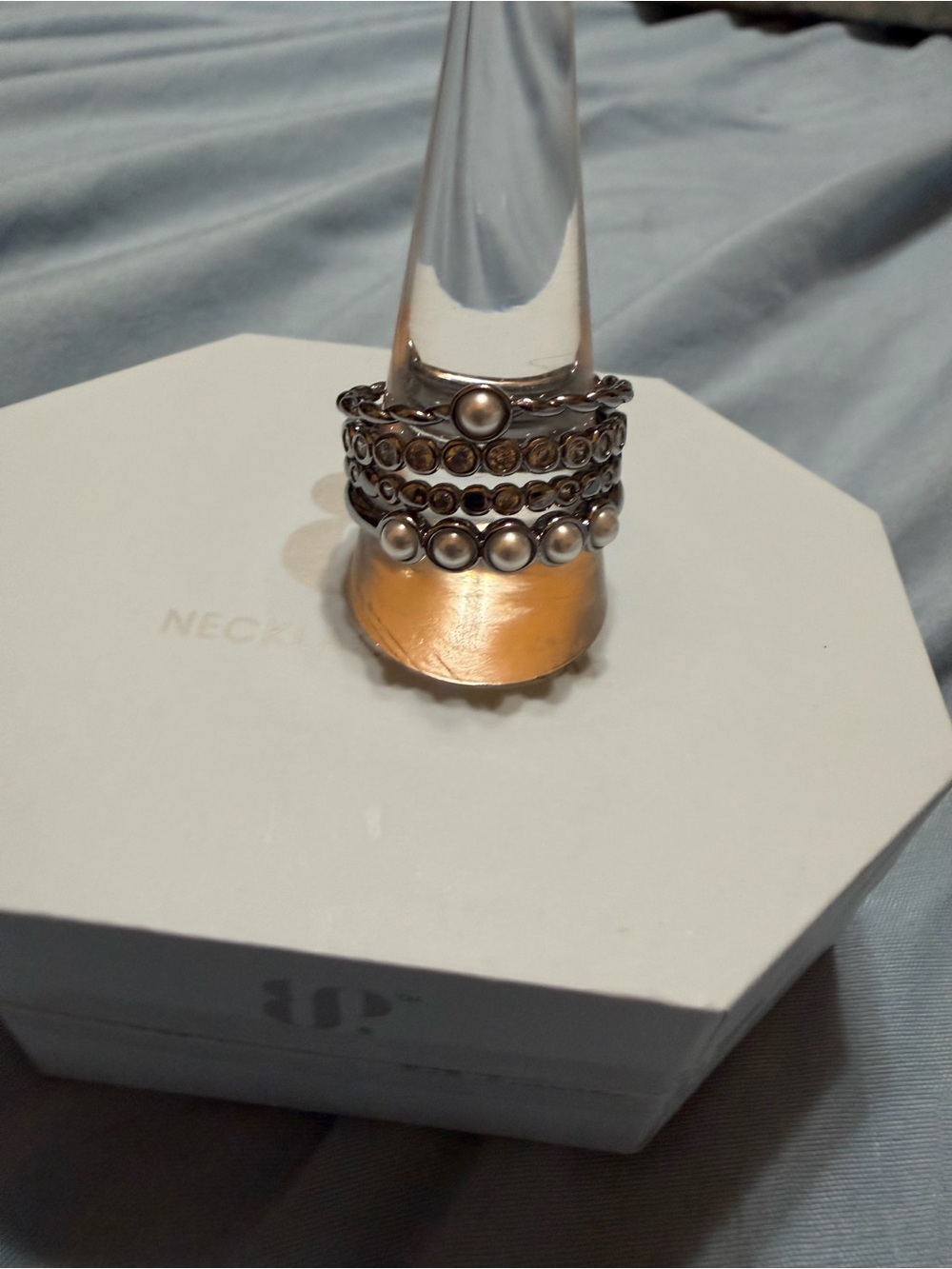 Delicates: Pearl and Cz on Hematite